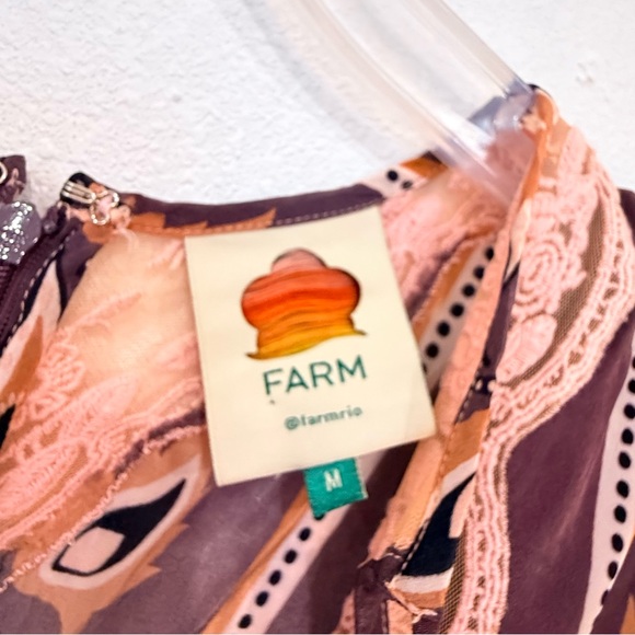 FARM Rio Glam Tapestry Burgundy Laces Short Sleeve Maxi Dress - Picture 10 of 13